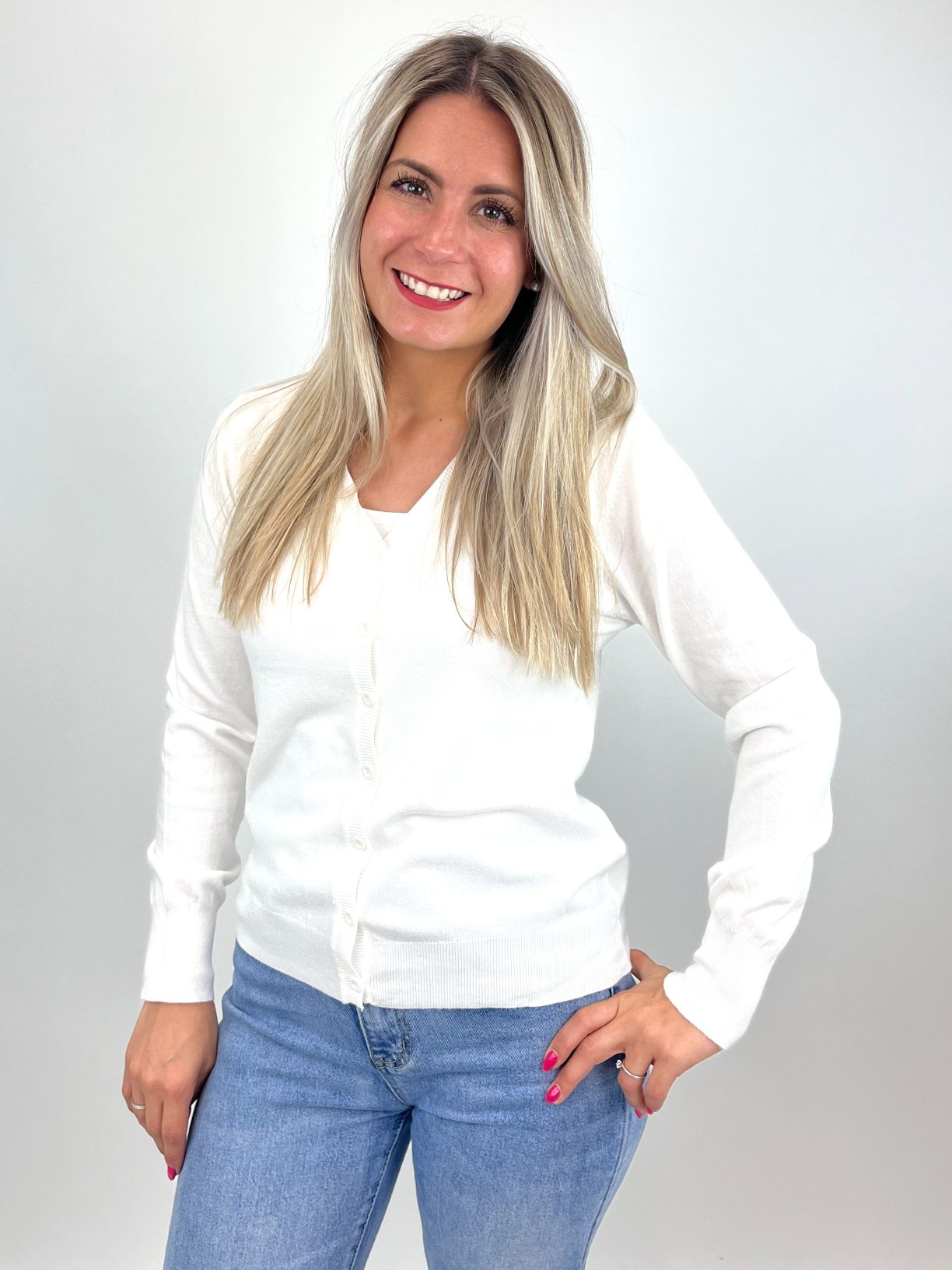 Cardigan wollweiß, Gr. 34-40