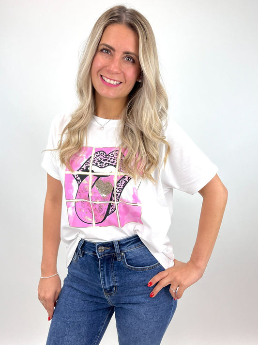 T-Shirt Leopard Lips pink , Gr. 38-44