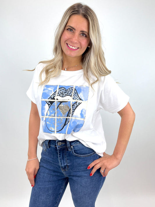 T-Shirt Leopard Lips blau , Gr. 38-44
