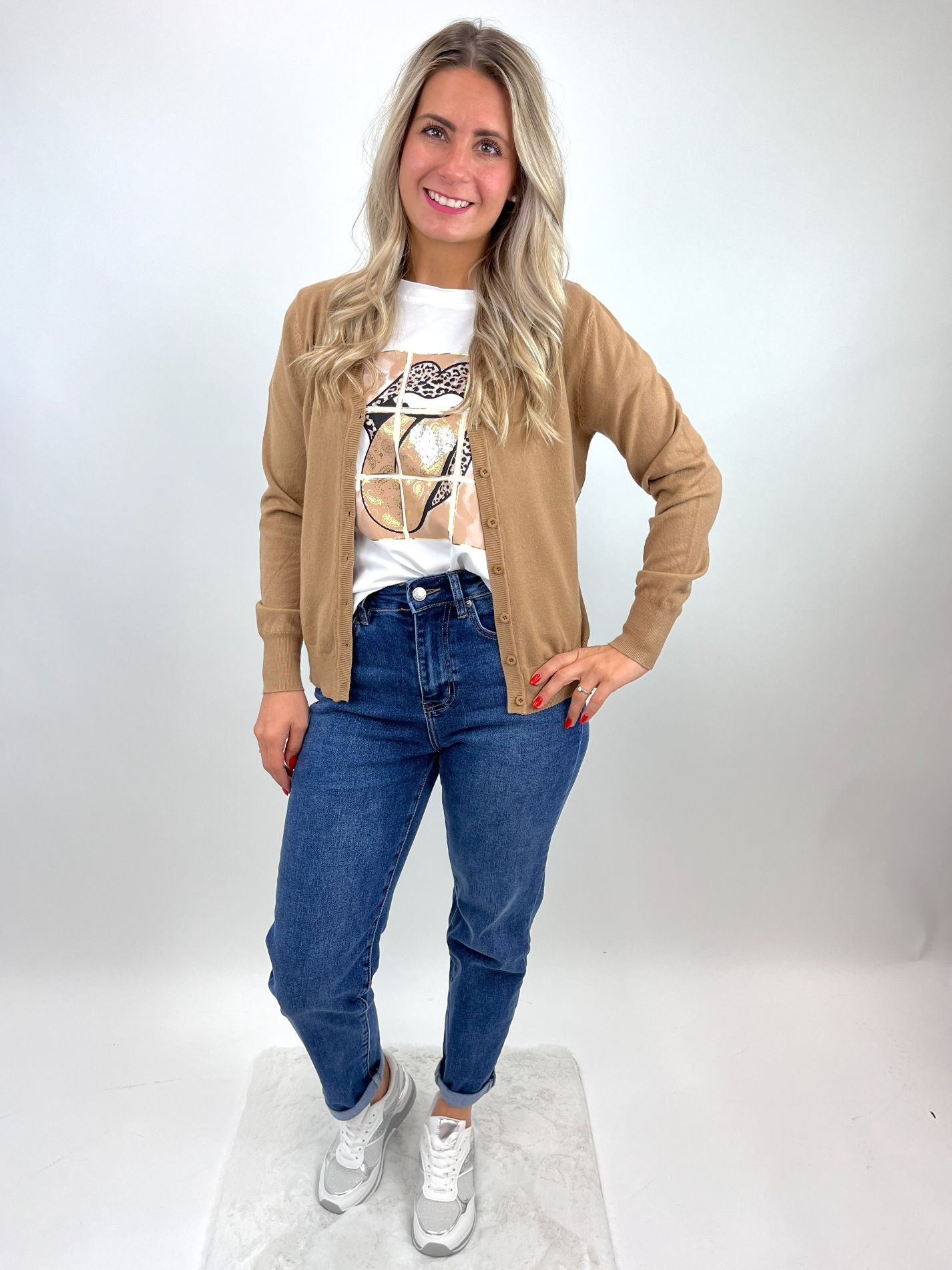 Cardigan caramel, Gr. 34-40
