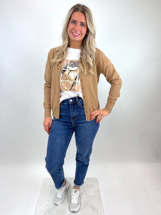 Cardigan caramel, Gr. 34-40