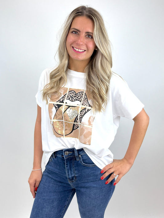 T-Shirt Leopard Lips beige , Gr. 38-44