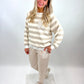 Gestreifter Pullover mit Paillettenblume, Gr. 36-42