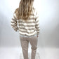 Gestreifter Pullover mit Paillettenblume, Gr. 36-42