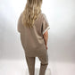 Joggerpants taupe mit Paillettenstreifen , Gr. 36-42