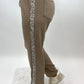 Joggerpants taupe mit Paillettenstreifen , Gr. 36-42