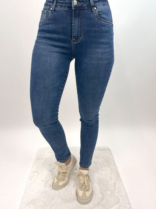 High-Waist Skinny Jeans dunkelblau, Gr. 36-46