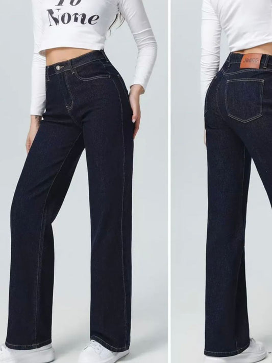 High-Waist Wide-Leg Jeans dunkelblau, Gr. 34-42