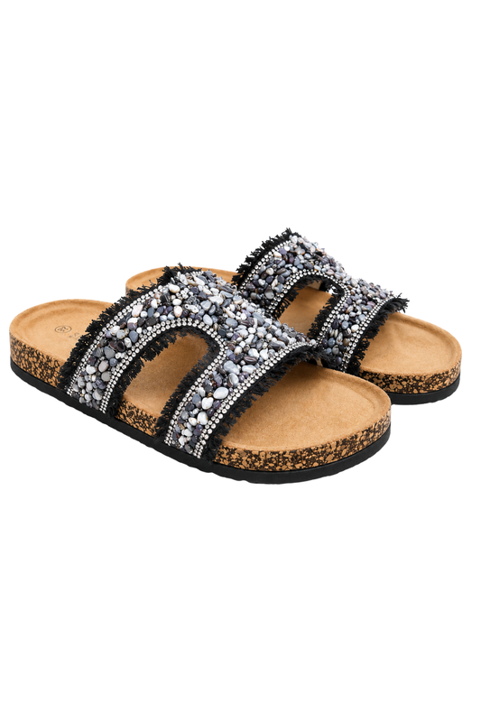 Pantolette Glam Stone schwarz, Gr. 36-41