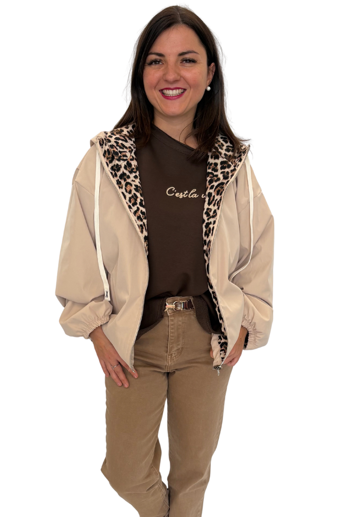 Wendejacke mit Kapuze beige, Gr. 34-42