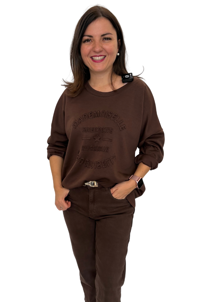 Mademoiselle Sweatshirt Butterstoff schokobraun, Gr. 36-42