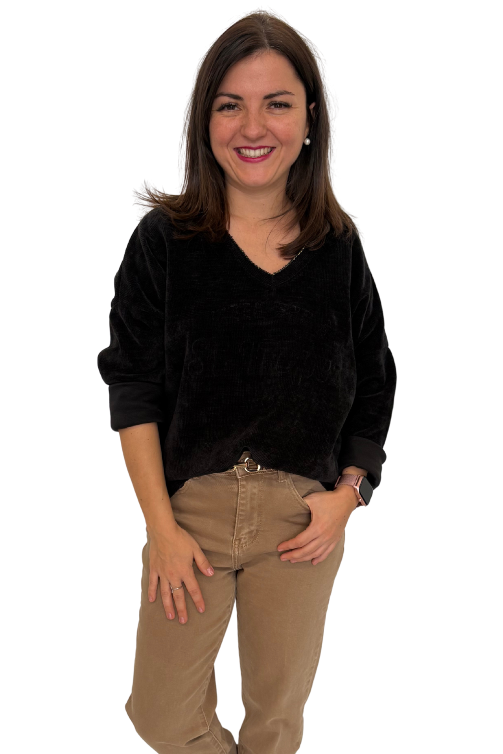 Shirt Samtcord St. Tropez schwarz, Gr. 34-40