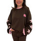 Oversize Pullover mit Sternen am Arm schokobraun, Gr. 40-46