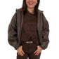 Cropped Jacke Lederoptik schokobraun, Gr. 34-42