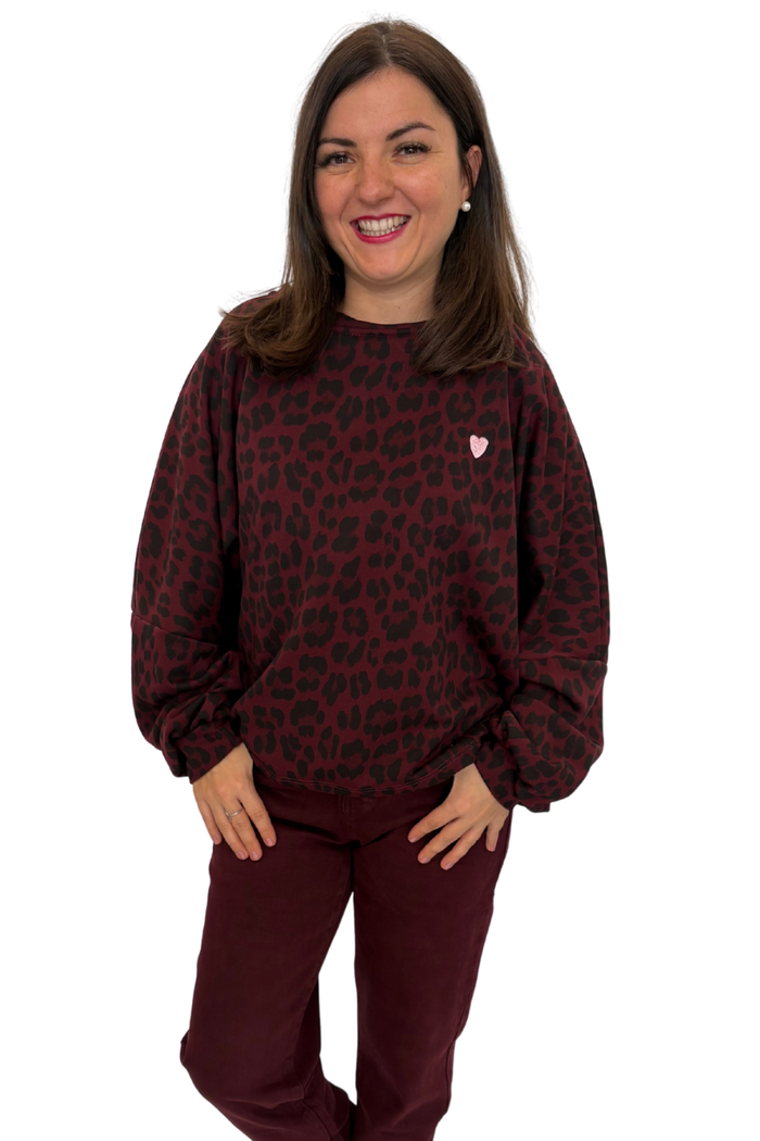 Leo Sweatshirt mit Herz bordeaux, Gr. 36-42