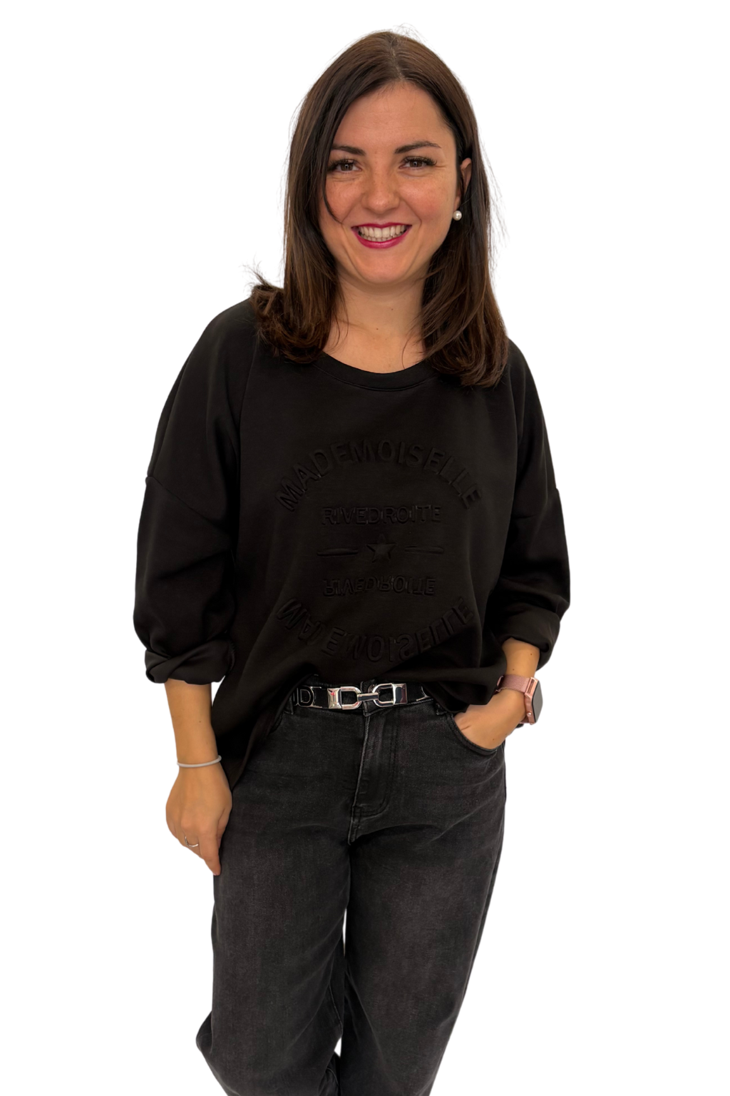 Mademoiselle Sweatshirt Butterstoff schwarz, Gr. 40-46