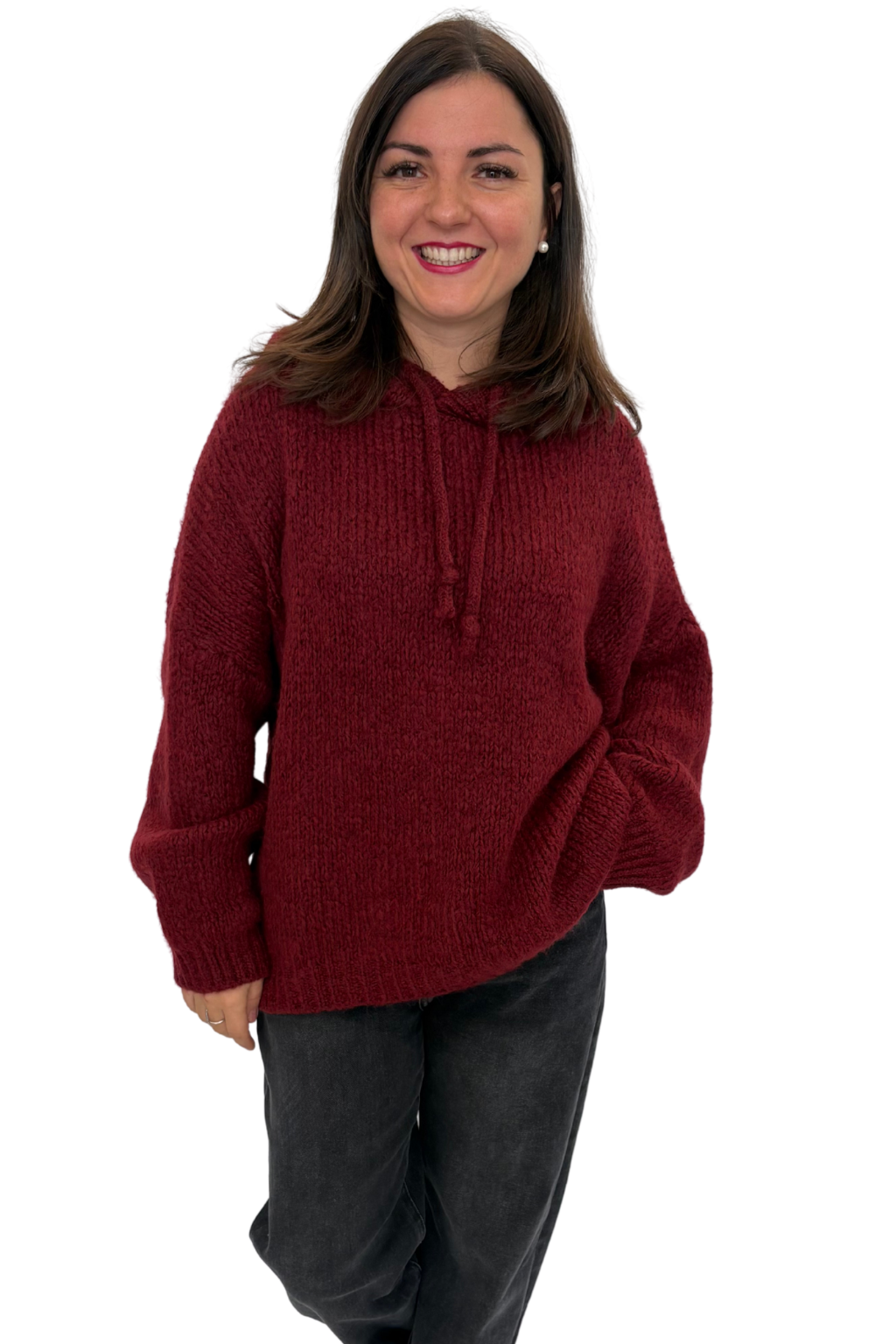 Kuschliger Kapuzen Pullover bordeaux, Gr. 36-42