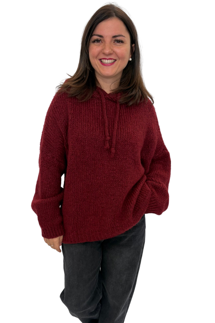 Kuschliger Kapuzen Pullover bordeaux, Gr. 36-42