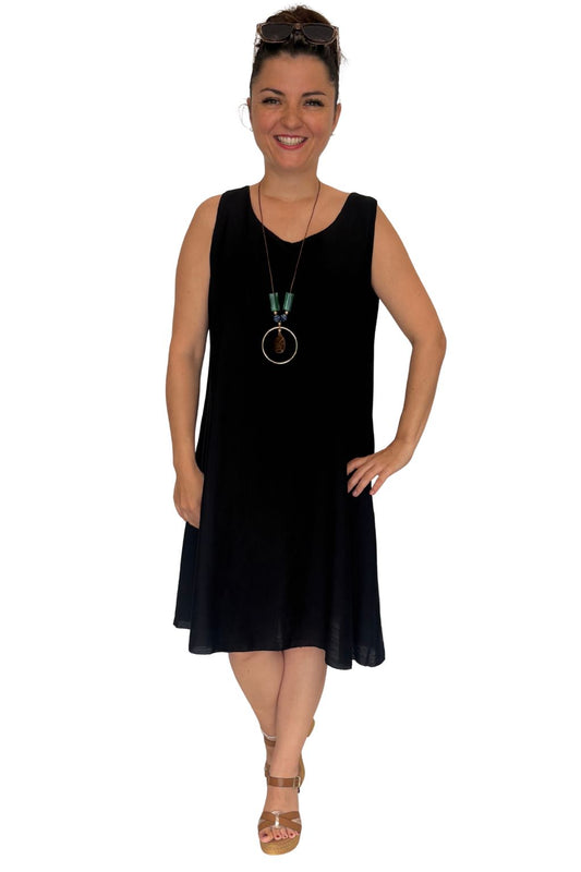 Basic Sommerkleid mit Kette schwarz, Gr. 36-40
