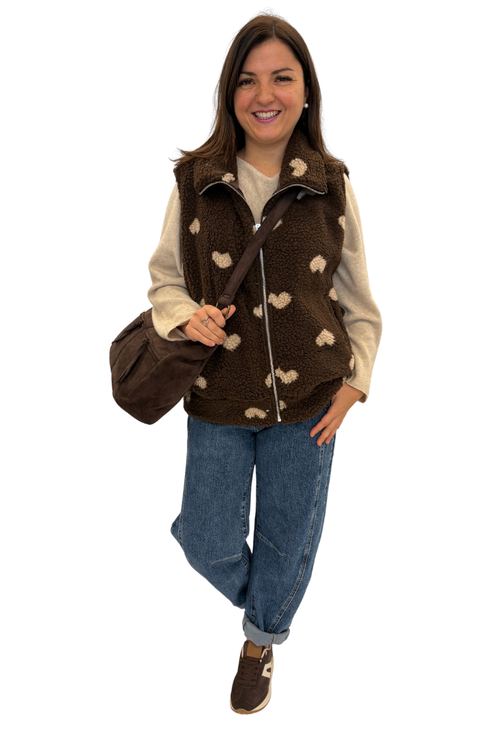 Kuschelweste "Teddy Love" schokobraun/beige, Gr. 36-40