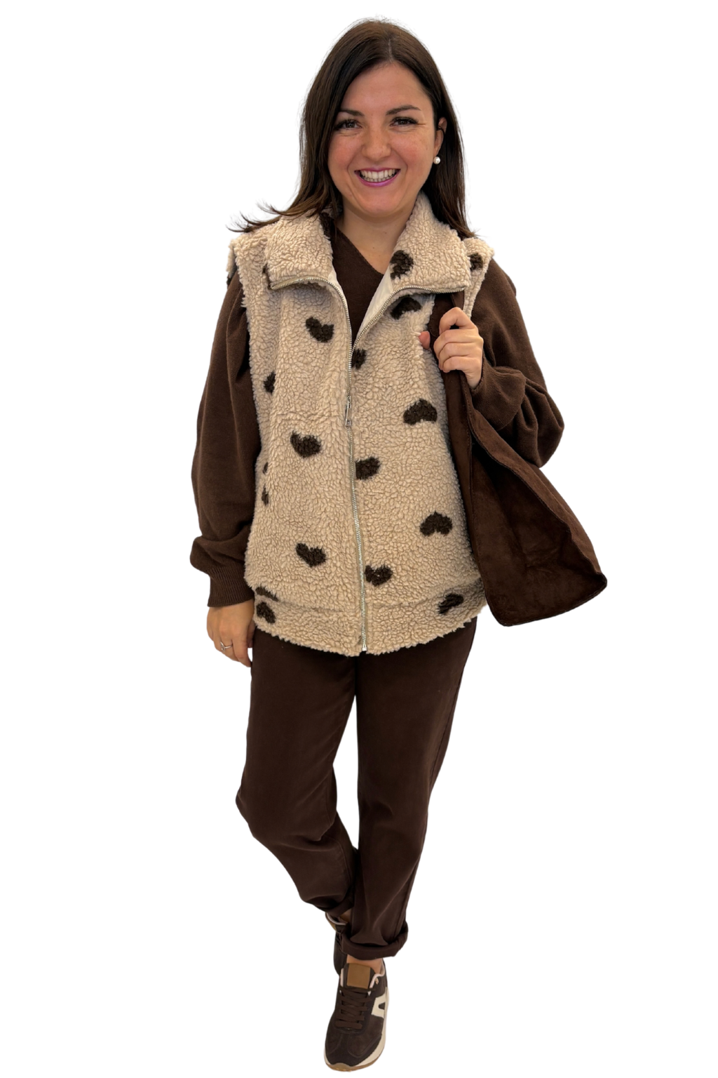 Kuschelweste "Teddy Love" beige/braun, Gr. 36-40