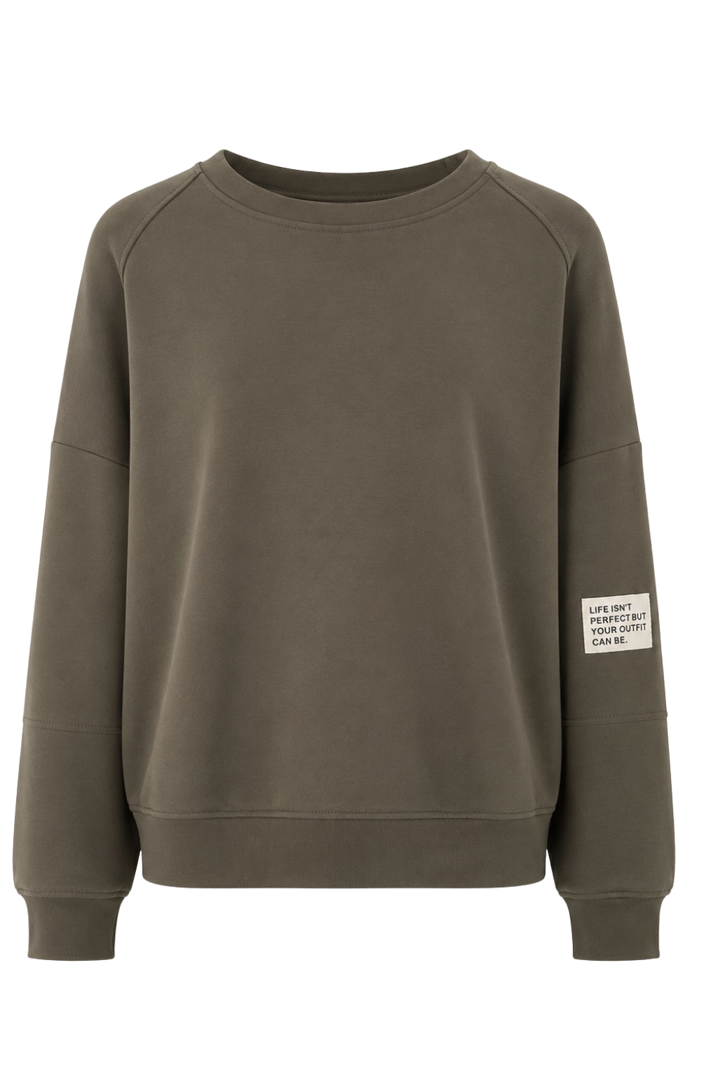 Oversize Sweatshirt „Perfectly Imperfect“ oliv, Gr. 36-44
