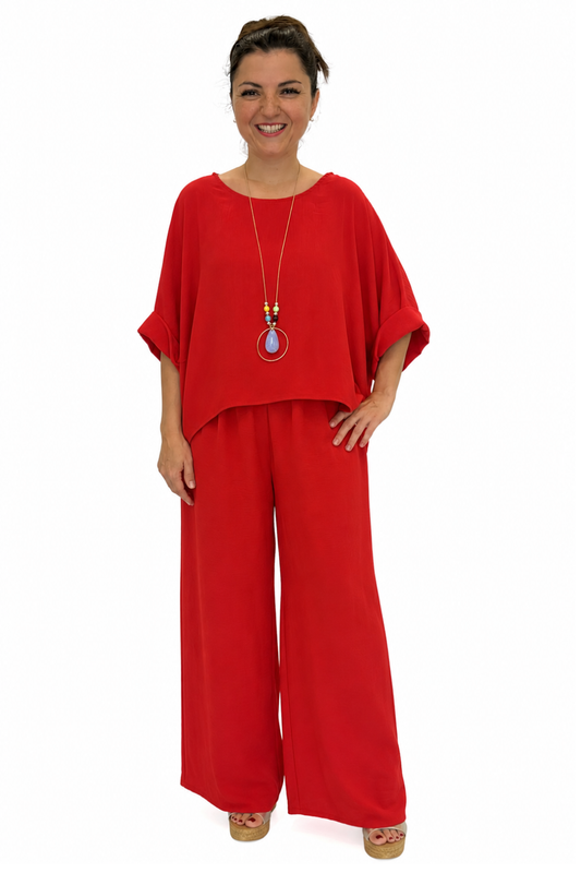 Sommerbluse rot (mit Kette), Gr. 36-44