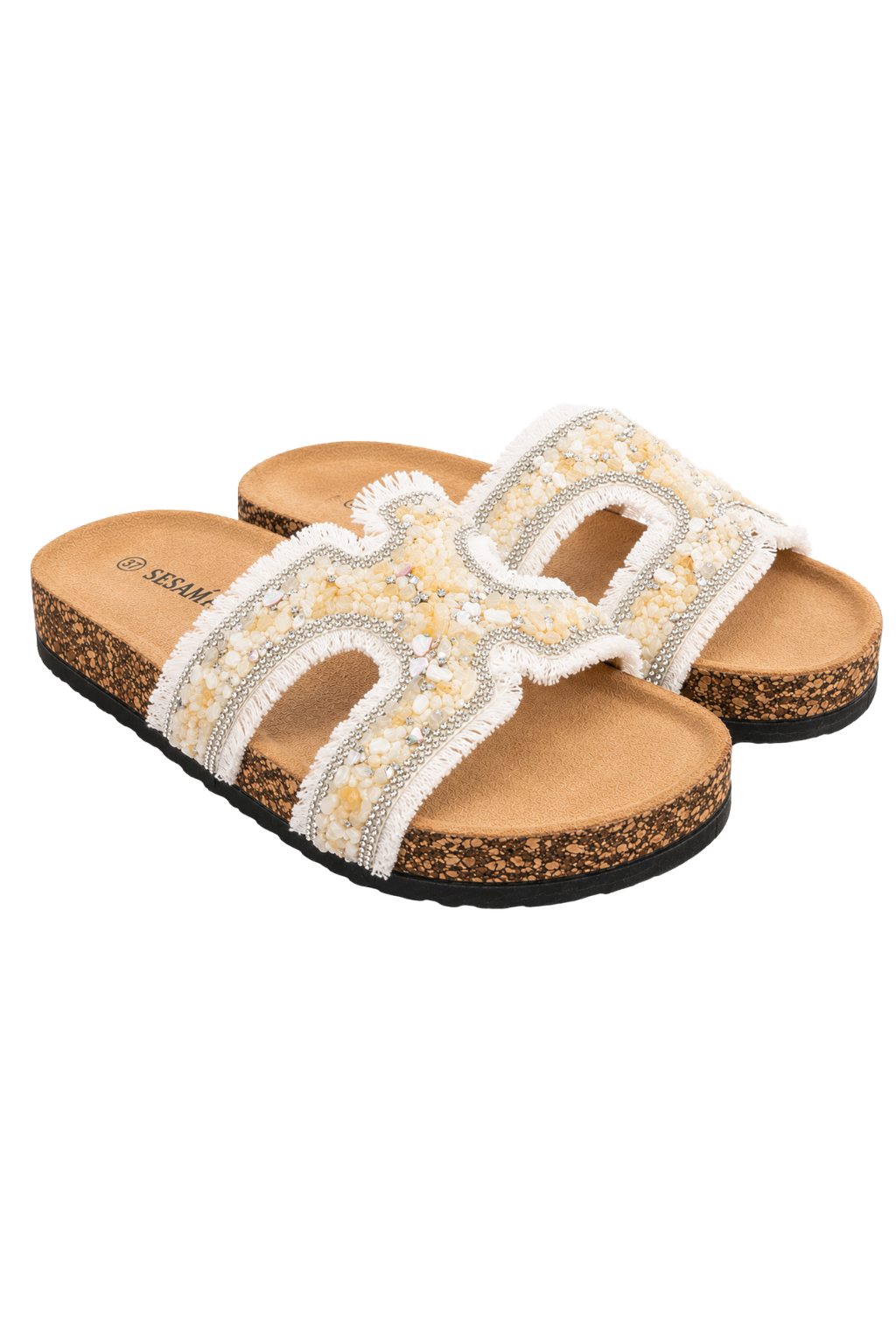 Pantolette Glam Stone weiß, Gr. 36-41
