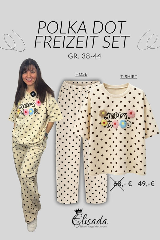 Polka Dot Freizeit Set Happy creme, Gr. 38-44