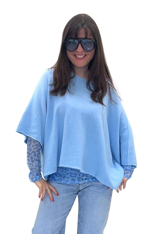 Feinstrick Pullover blau, Gr. 36-42