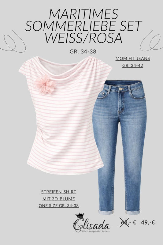 Maritimes Sommerliebe Set weiß/rosa Gr. 34-38