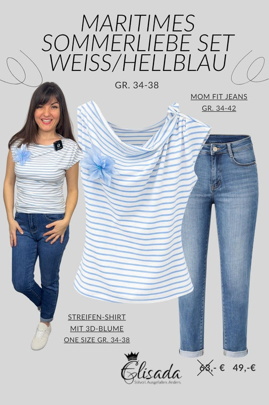 Maritimes Sommerliebe Set weiß/hellblau, Gr. 34-38