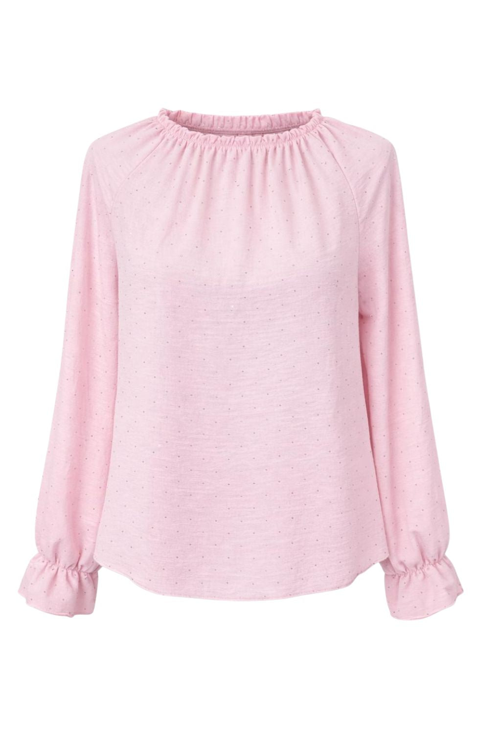 Leichte Bluse mit Glitzersteinen rosa, Gr. 34-44