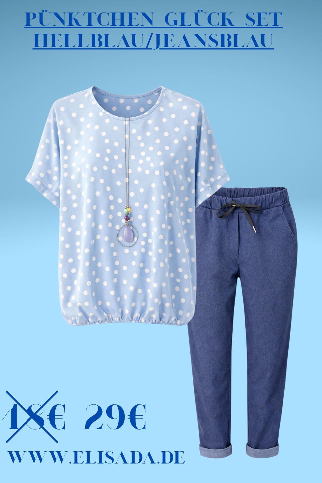 Pünktchen Glück Set hellblau/jeansblau, Gr. 36-42