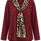 Shirt mit Leo-Schal bordeaux, Gr. 36-44