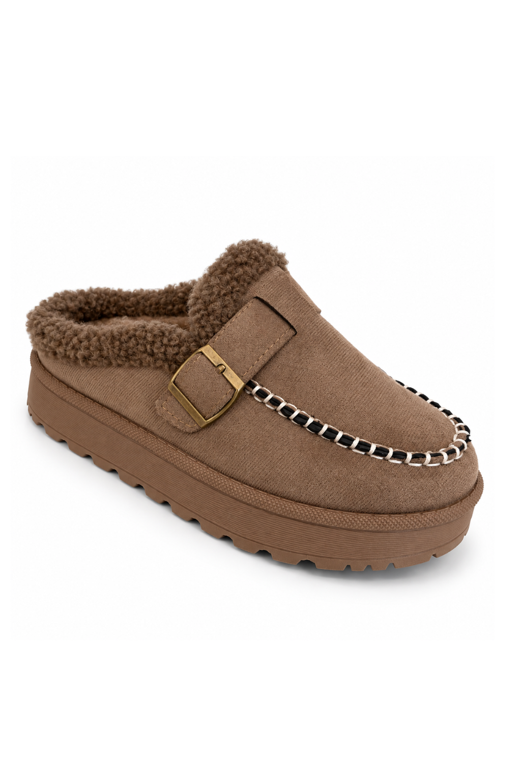 Cozy Teddy Plateau Clogs taupe, Gr. 36-42