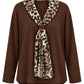 Shirt mit Leo-Schal schokobraun, Gr. 36-44