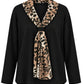 Shirt mit Leo-Schal schwarz, Gr. 36-44