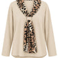 Shirt mit Leo-Schal beige, Gr. 36-44