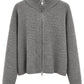 Strickjacke Stehkragen grau, Gr. 34-40