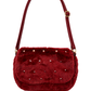 Plüsch-Schultertasche mit Schmucksteinen bordeux