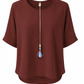 Sommerbluse bordeaux (mit Kette), Gr. 36-44