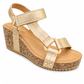 Keil-Sandale mit Klettverschluss gold, Gr. 36-42