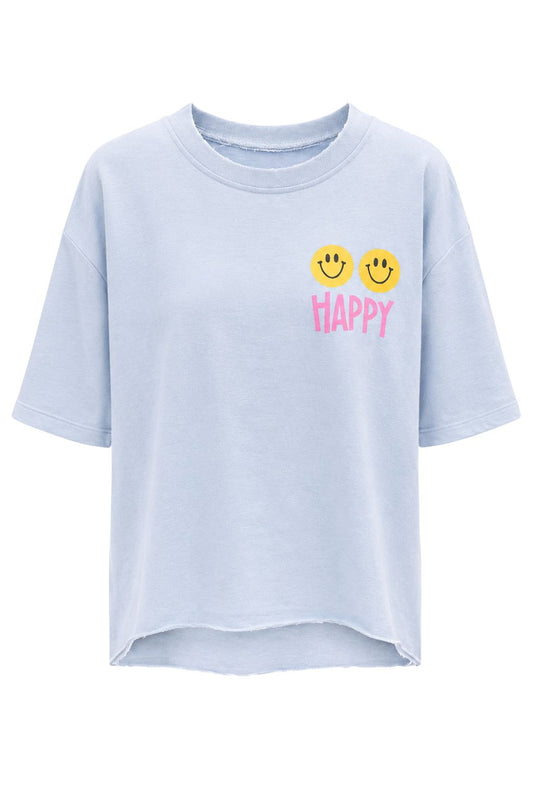 Shirt "Happy" hellblau, Gr. 36-42