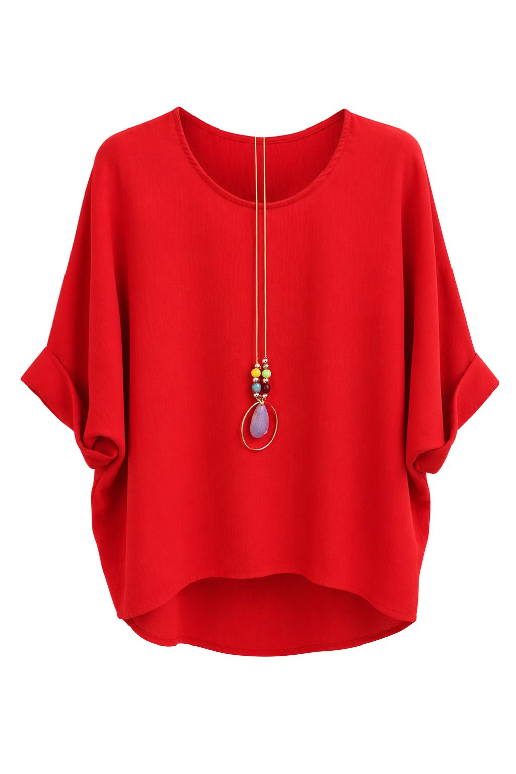 Sommerbluse rot (mit Kette), Gr. 38-44