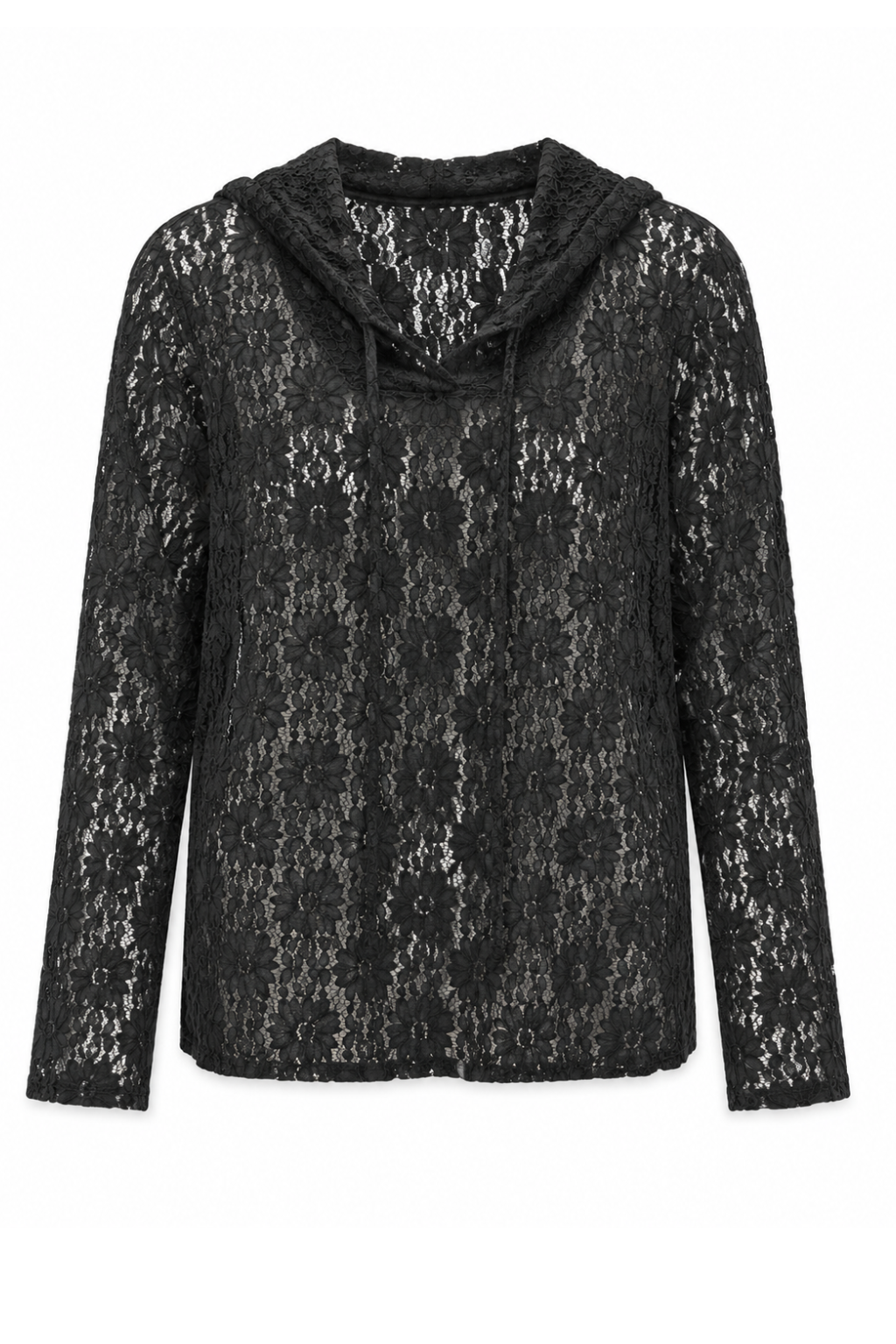 Spitzen Hoodie schwarz, Gr. 36-42