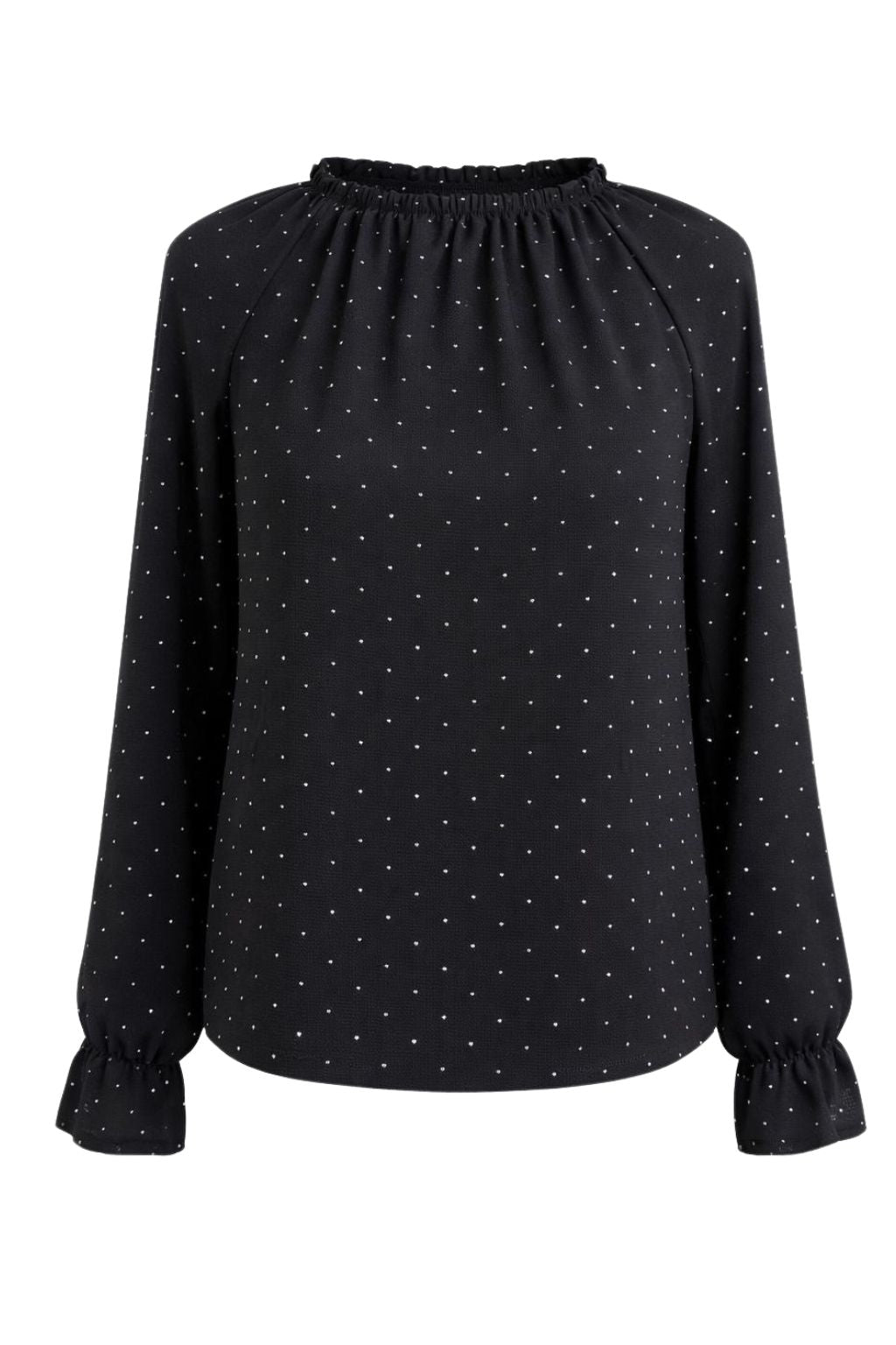 Leichte Bluse mit Glitzersteinen schwarz, Gr. 34-44