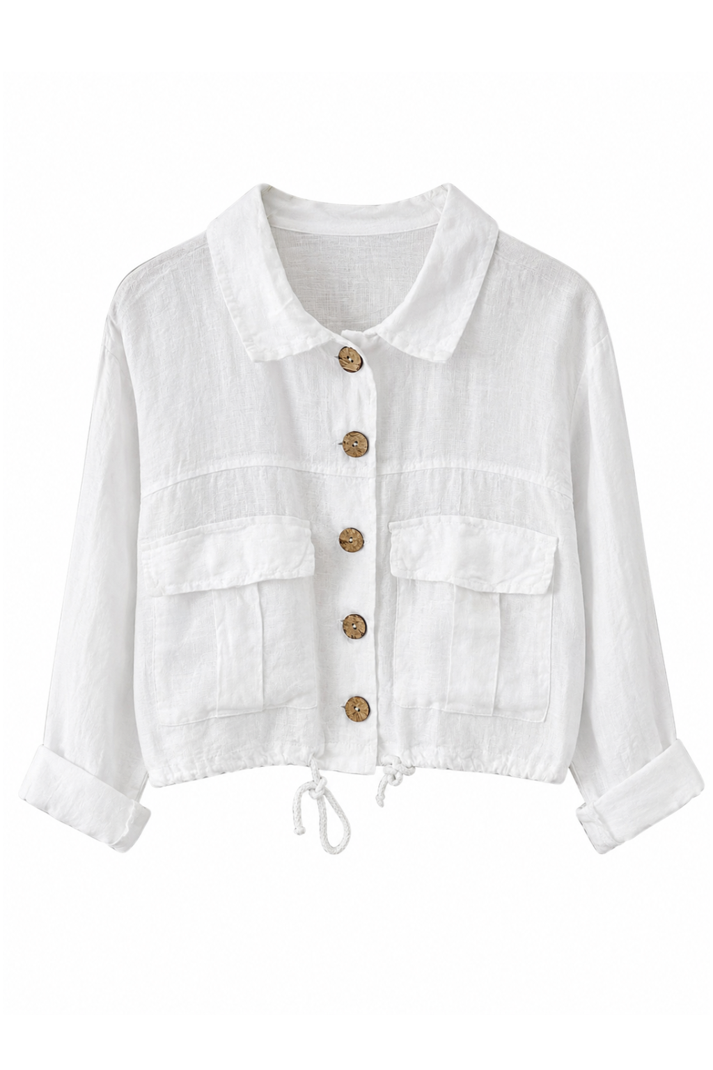 Leinenjacke mit Bindesaum, Gr. 36-42