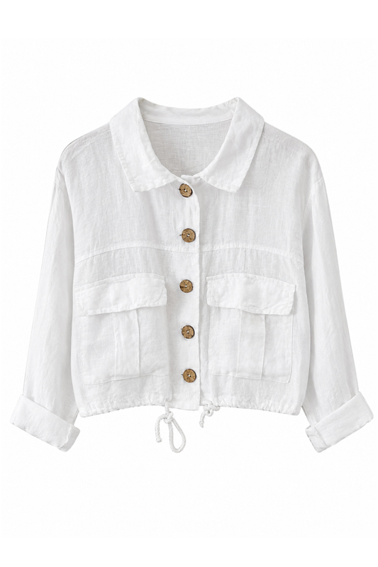 Leinenjacke mit Bindesaum, Gr. 36-42