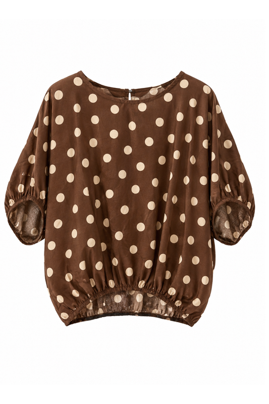 Bluse mit Punkten braun, Gr. 38-44
